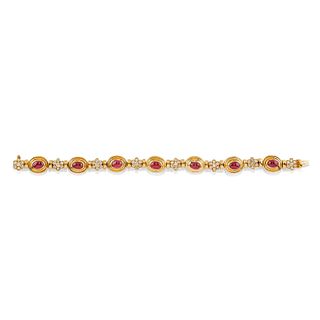 Chantecler - A 18K yellow gold, ruby and diamond bracelet, Chantecler