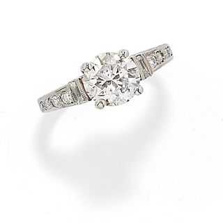 A 14K white gold and diamond ring