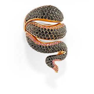 Gavello - A 18K red gold, diamond and ruby ring, Gavello