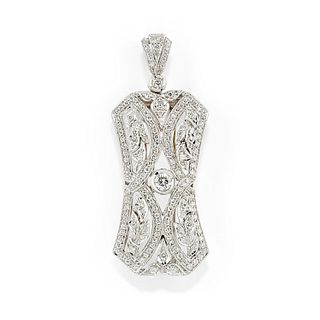 A 18K white gold and diamond pendant brooch