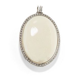 A 18K white gold, diamond and opal pendant
