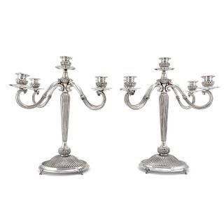 A couple of silver candelabra, Florence 20th Century