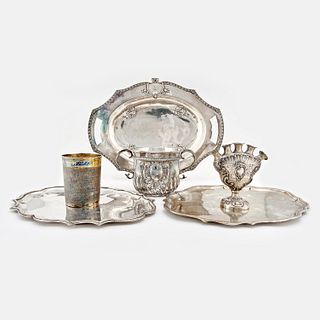 Lot of six silver objects, 20th Century
