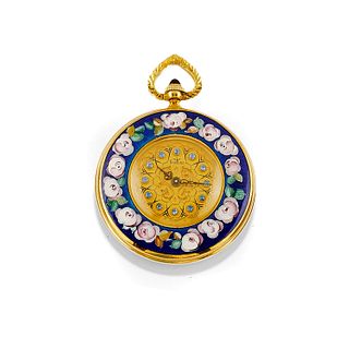 A 18K yellow gold and enamel pocket watch