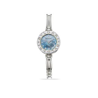BULGARI - A stainless steel, mother-of-pearl and diamond lady's wristwatch, Bulgari B. Zero1, with box and warranty