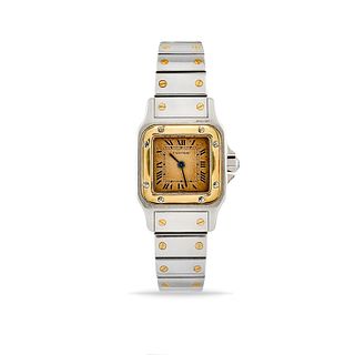 Cartier - A stainless steel and yellow gold lady's wristwatch, Cartier Santos