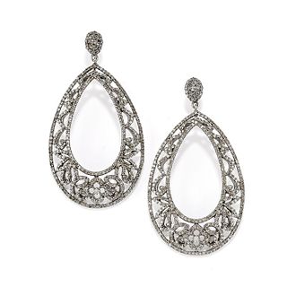 A silver and diamond earrings
