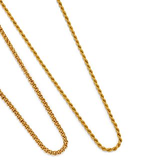 Two 18K yellow gold necklaces