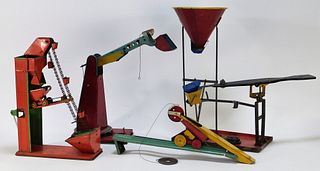 C.1950 Tin Litho Pressed Steel Coal Crane Playset