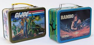 2PC Vintage Thermos G.I. Joe Rambo Lunchbox Group