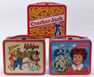 3PC Annie The Archies Cracker Jack Tin Lunchbox