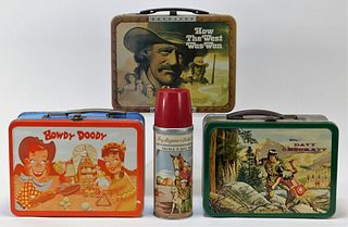 4 Western Howdy Doody Davy Crockett Lunchbox Group