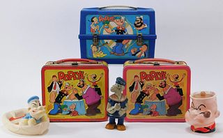 6PC J. Chein Popeye Tin Toy Lunchbox Novelty Group