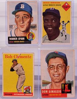 4 53-58 Topps Baseball Jackie Robinson Spahn Cards