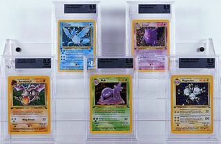 5PC 1999 Pokemon Fossil 1st Ed BGS 8.5 Holo Group