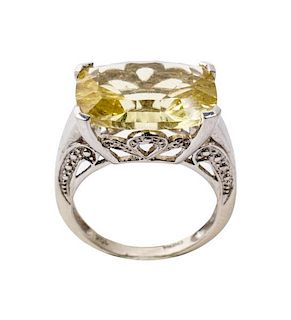 Ladies 10k White Gold & Citrine Ring