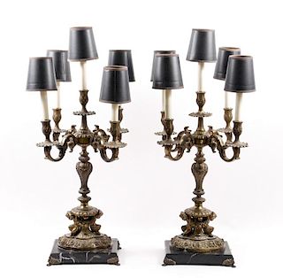 Pair, Dore Bronze French Empire Style Table Lamps