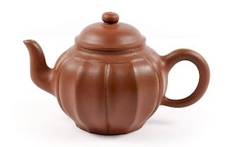 Brown Blossom Form Yixing Zisha Teapot, Marked