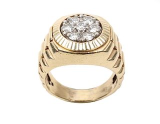 Men's 14k Gold & Diamond "Rolex" Ring