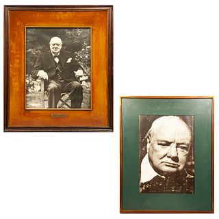 Lot of 2 photographs. Comprised of: a) Winston Churchill, 19.2 x 14.9" (49 x 38 cm); b) Winston Churchill 18 x 12.9" (46 x 33 cm)