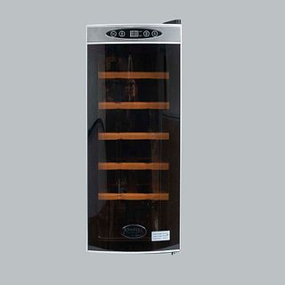 Electric wine refrigerator. France. 21st century. Made of metal, synthetic material and wood. Sommelier brand. With folding door.