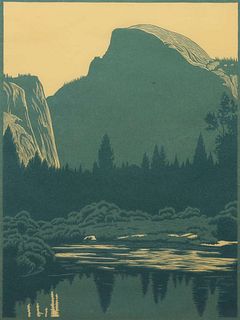 Franz Geritz Woodblock Print "Half Dome - Yosemite"
