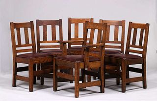 Set of 6 Stickley Brothers Dining Chairs c1910