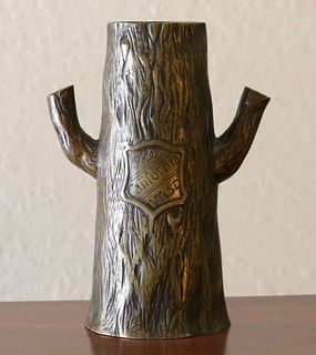 Arts & Crafts Brass Tree-Trunk Vase c1910 "The