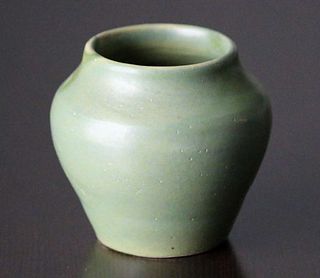 Cherokee Pottery Matte Green Cabinet Vase c1920s