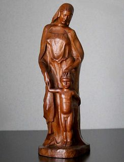 Ruth Hoffmann Hand Carved Mother & Child c1930s