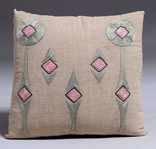 Arts & Crafts Hand Embroidered Pillow c1910