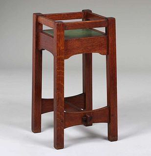 Early Gustav Stickley #48 Grueby-Tile Top Plant Stand