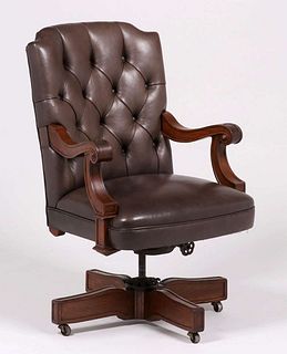 Mathews Furniture Shop Carved Oak Swivel Chair