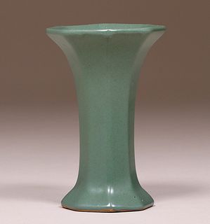 Zanesville Stoneware Flared Green Vase c1920s