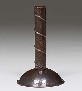 Arts & Crafts Hammered Copper Stem Vase c1910