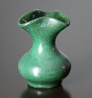 Merrimac Pottery Matte Green Pinched-Top Vase