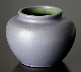 W.J. Walley Pottery Matte Purple & Green Vase c1910