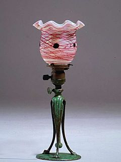 Bradley & Hubbard Bronze Lamp Loetz Art Glass Shade