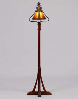 Gustav Stickley Oak Floor Lamp Michael Adams Copper &