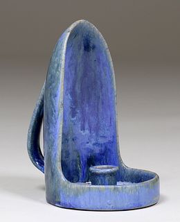 Fulper Pottery Blue Chamberstick c1910