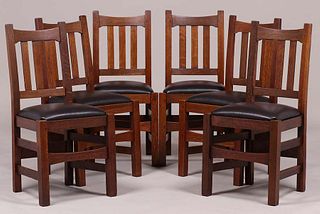 Set of 6 Stickley Brothers #379 1/2 Dining Chairs c1905