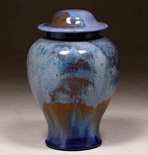 Rare Fulper Pottery Covered Temple Jar c1910