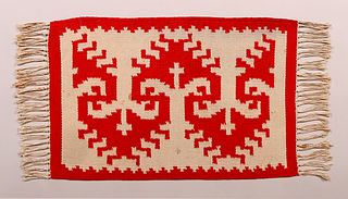 Small Hand-Woven Chimayo, NM Three Cross Rug c1930s