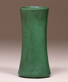 Arts & Crafts Matte Green Corset Vase c1910s