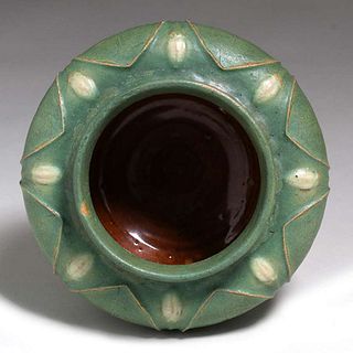 Grueby Pottery Two-Color Bulbous Vase