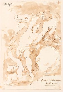 FRENCH SCHOOL, 18th CENTURY - Study of three figures for the representation of the Rape of the Sabine women
