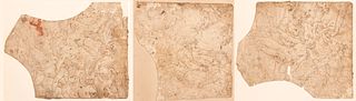 ROMAN SCHOOL, 17th CENTURY - Three drawings depicting scenes of struggle between mythological characters