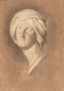 ARTIST 18th / 19th CENTURY - Monochrome head of woman with turban