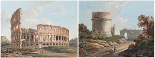 ROMAN SCHOOL, FIRST HALF OF THE 19th CENTURY - Colosseum - Tomb of Cecilia Metella, Couple of gouaches