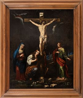 VENETIAN PAINTER, EARLY 17th CENTURY - Crucifixion with Virgin Mary, Magdalene and Saint John the Evangelist